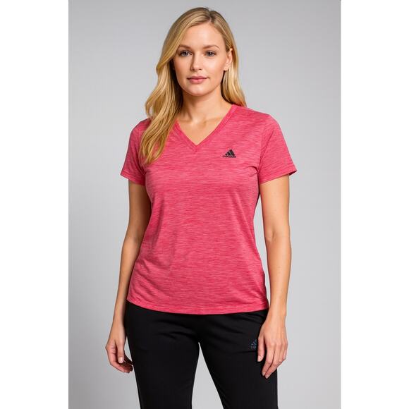 Adidas Women's V-neck Tee, Pink, Size XL, Fair Condition - Picture 1 of 7